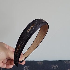 CHANEL RIBBON Black  with Gold Logo Accents